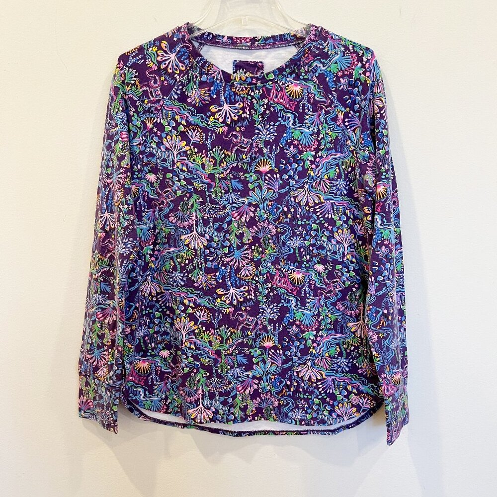 Lilly Pulitzer Luxletic Top Womens Medium Blythe Purple Colony Conga UPF Beach